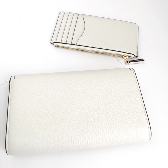 Tory Burch Thea Flat Crossbody and Zip Card Wallet Leather Ivory New In Package - Picture 15 of 16